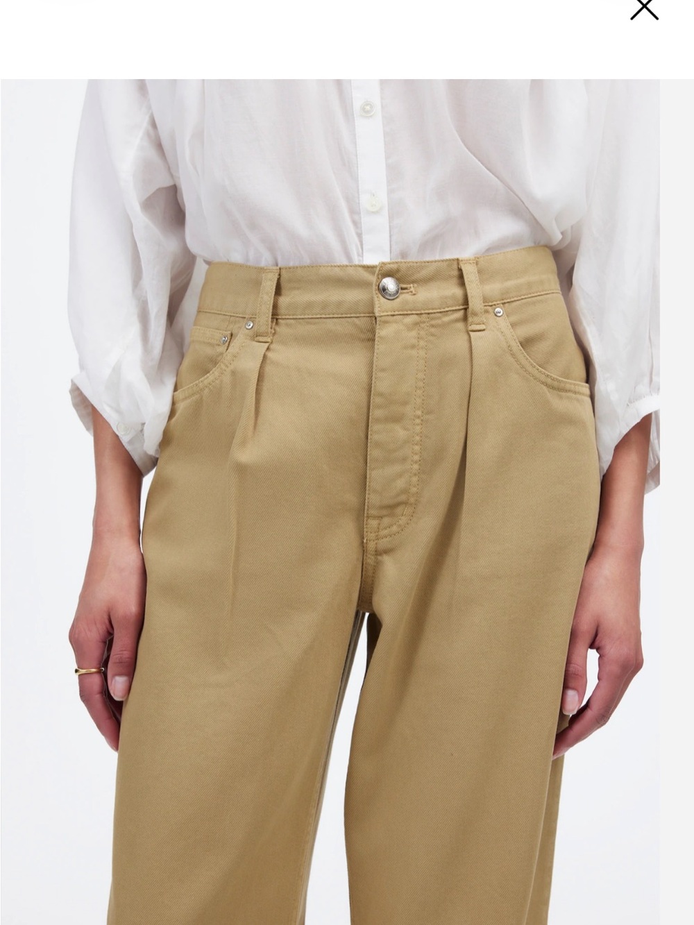NWT Madewell Low-Slung Baggy Pleated Jeans Khaki W32 Airy Denim - Picture 3 of 15